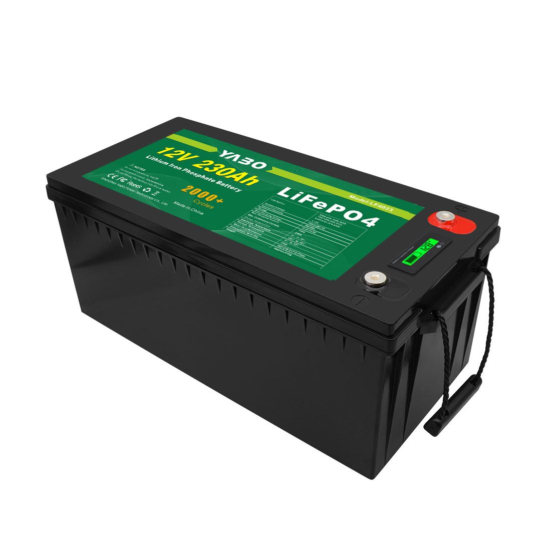 YABO 12V 230Ah LiFePO4-batterij met hoge temperatuurtolerantie voor huisopslag